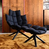 HUSK ARMCHAIR WITH SWIVEL BASE AND FOOT REST BY PATRICIA URQUIOLA